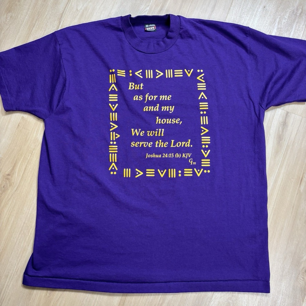 Vintage Religious Single Stitch Tshirt Men's XXL Joshua Scripture Jesus Church